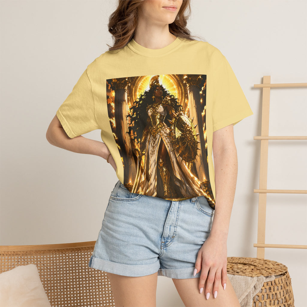 Athena Goddess Graphic T-Shirt — Golden Mythology Art Tee