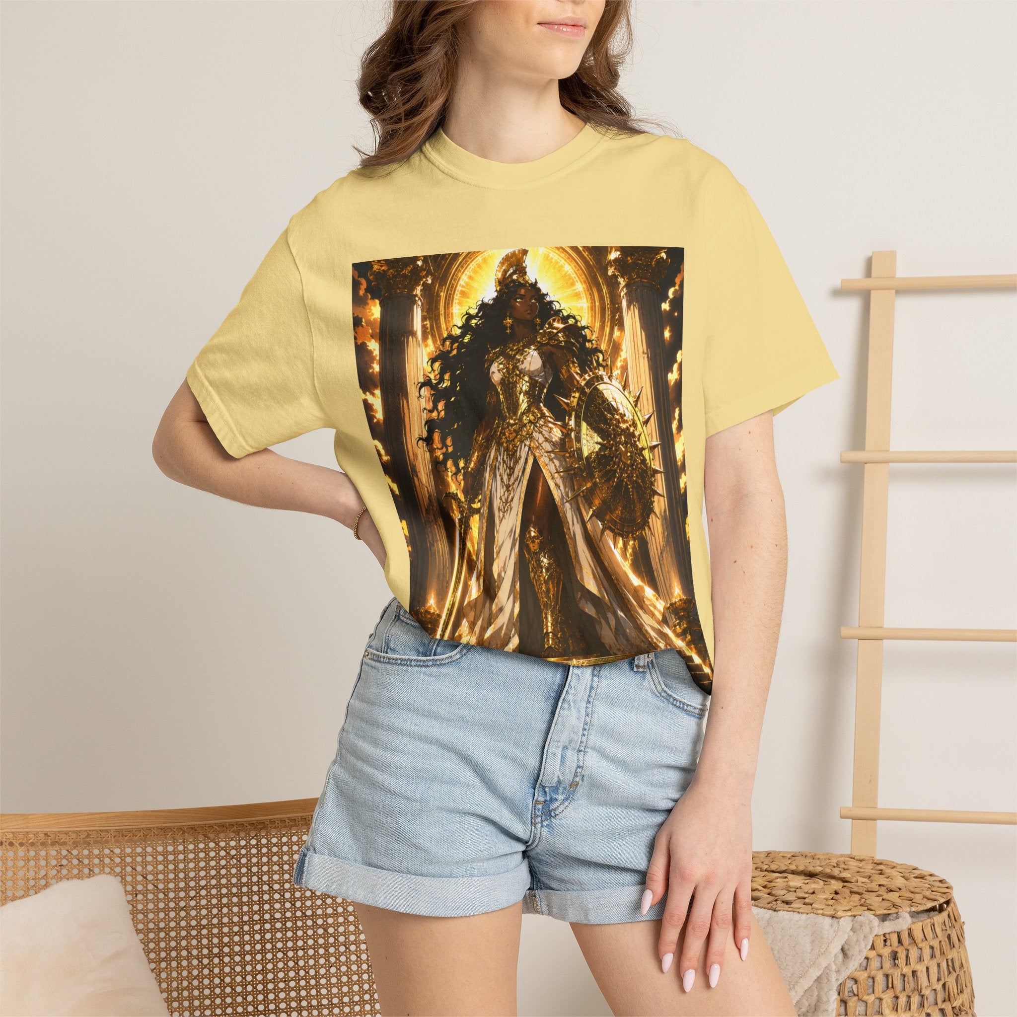 Athena Goddess Graphic T-Shirt — Golden Mythology Art Tee