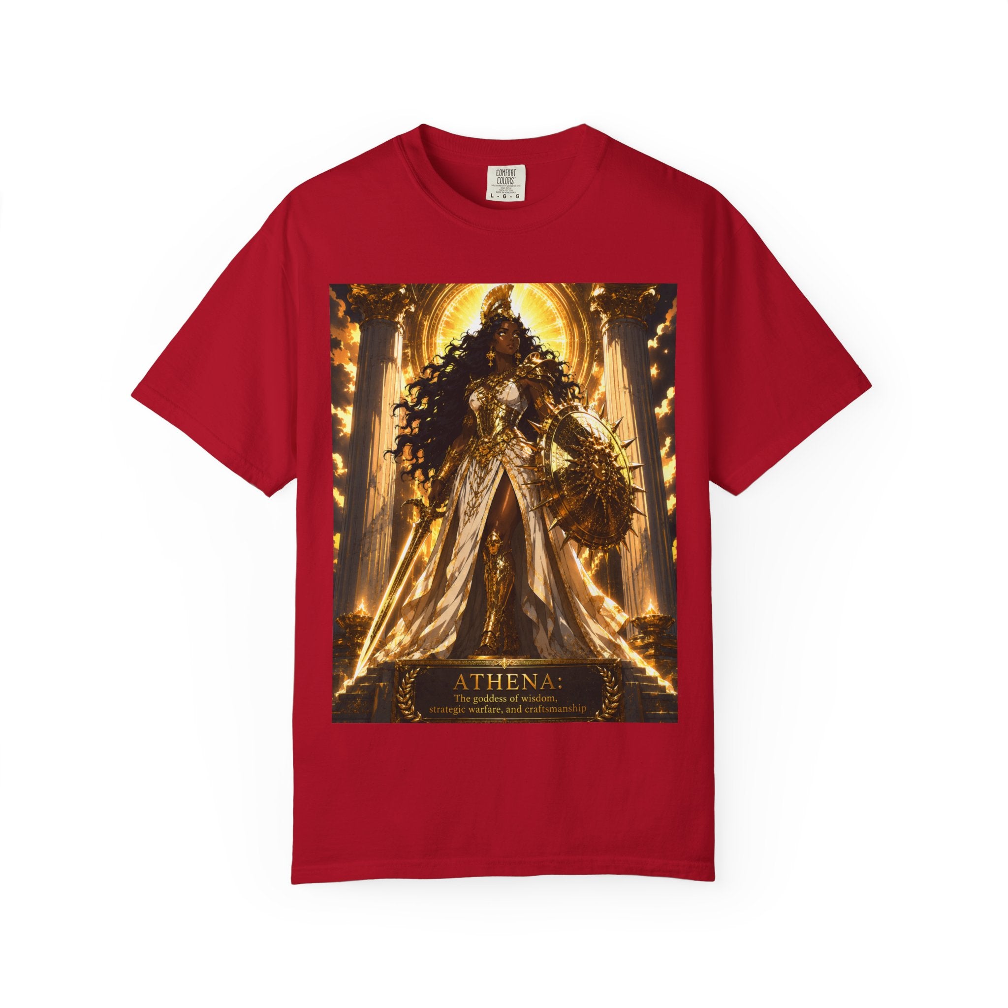 Athena Goddess Graphic T-Shirt — Golden Mythology Art Tee
