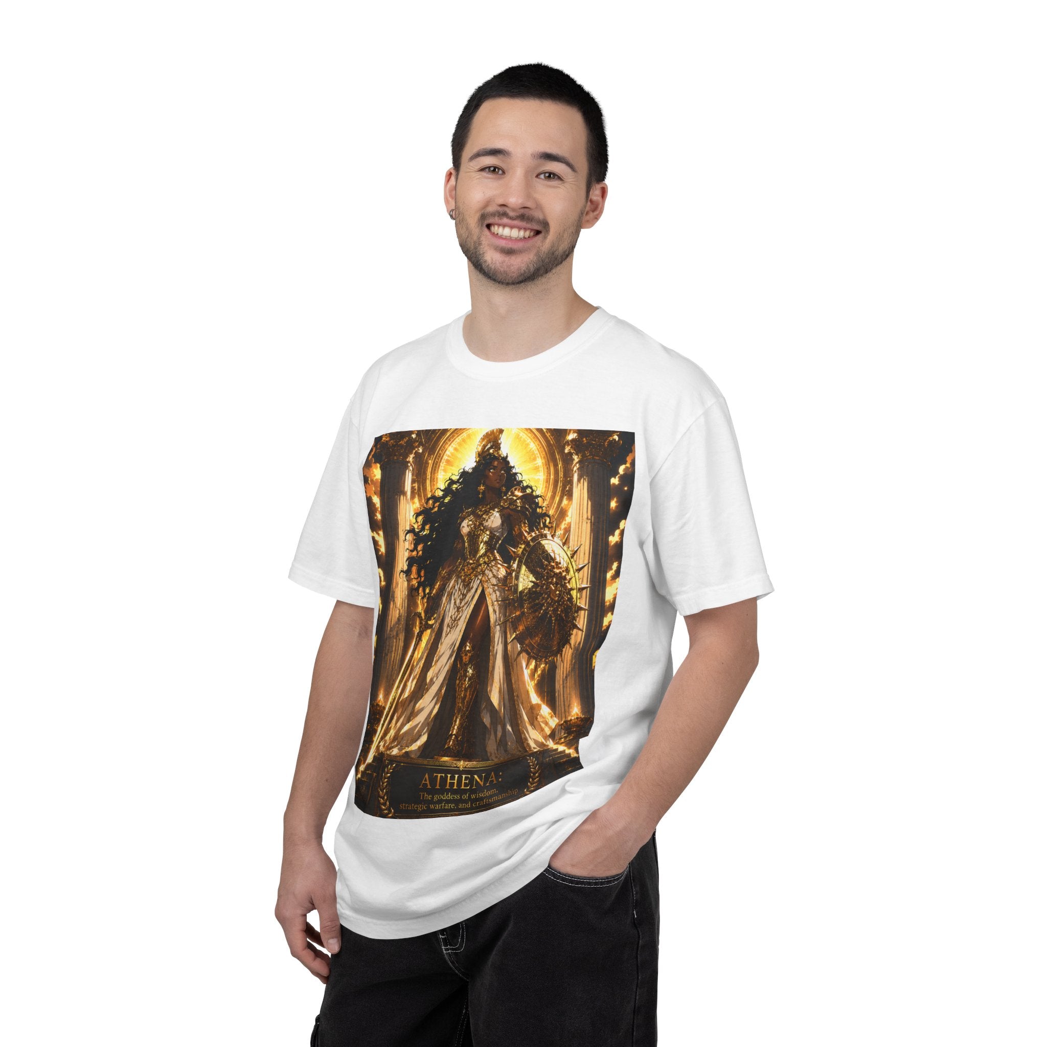 Athena Goddess Graphic T-Shirt — Golden Mythology Art Tee