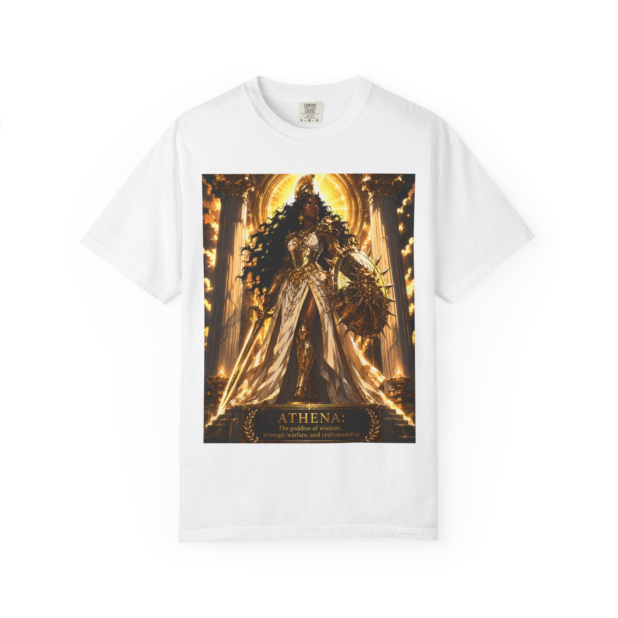 Athena Goddess Graphic T-Shirt — Golden Mythology Art Tee