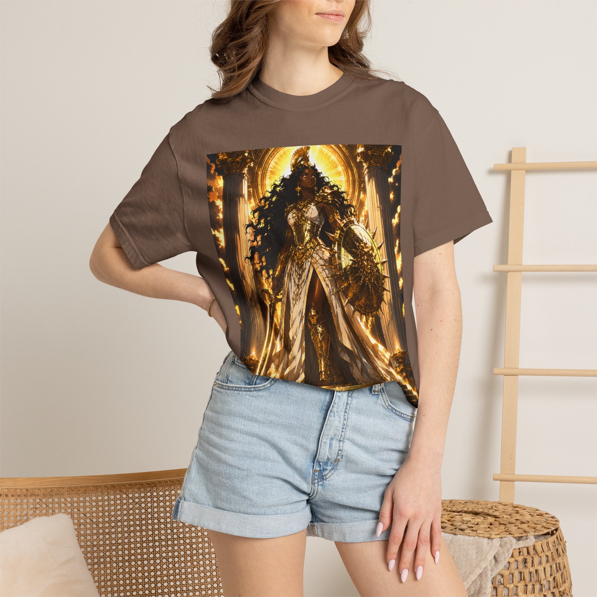 Athena Goddess Graphic T-Shirt — Golden Mythology Art Tee