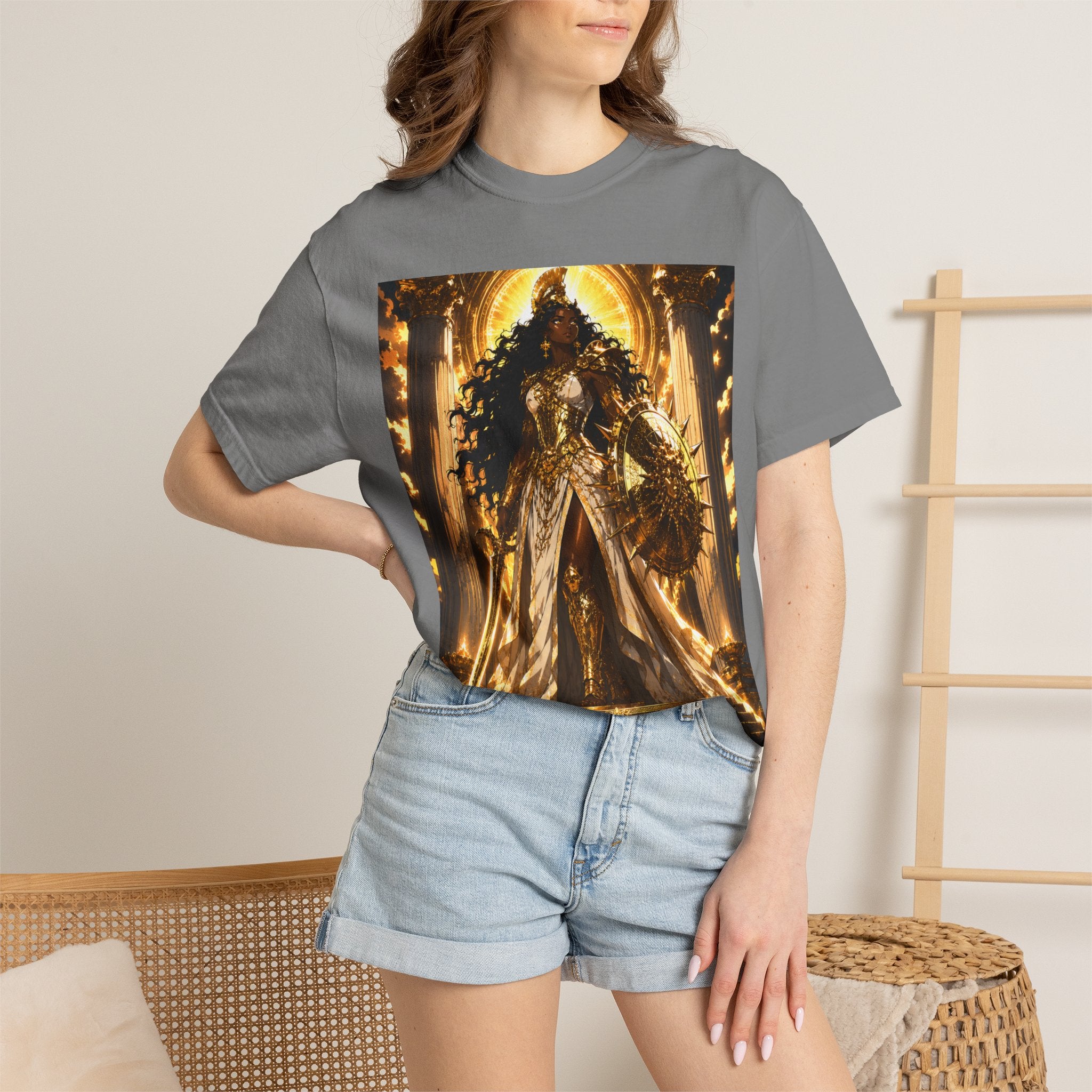 Athena Goddess Graphic T-Shirt — Golden Mythology Art Tee